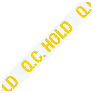 picture of Quality Control Hold Printed Tape Yellow on White - Sold per Roll - [RJ-QCPP3]