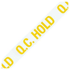 Picture of Quality Control Hold Printed Tape Yellow on White - Sold per Roll - [RJ-QCPP3]