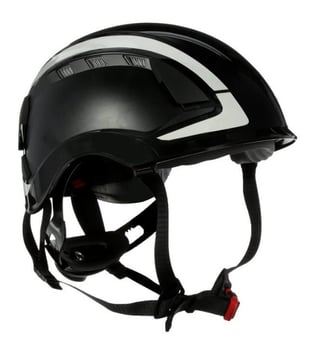 picture of 3M - X5000 Series SecureFit Reflective Black Safety Helmet - Vented - 6-Point Ratchet - 4 Point Chin Strap - [3M-X5012V-CE]