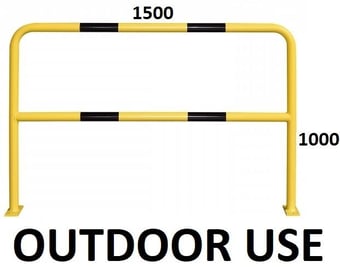 picture of TRAFFIC-LINE Steel Hoop Guard - Outdoor Use - 1,000 x 1,500mmL - Hot Dip Galvanised + Powder Coated - Surface Fix - Yellow/Black - [MV-201.17.982]