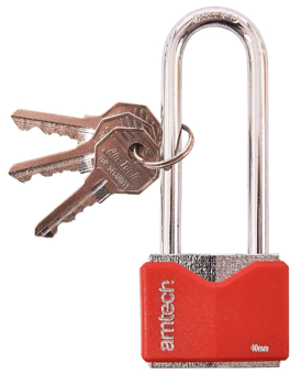 picture of Amtech Long Shackle Rhombic Chrome Plated Iron Padlock 40mm - [DK-T0707]