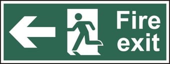 Picture of Spectrum Fire exit running man arrow left PVC 450 x 150mm - SCXO-CI-1685