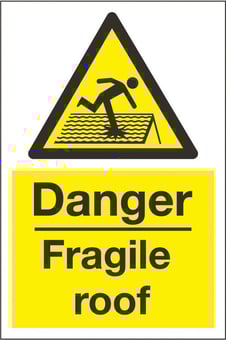 Picture of Danger Fragile Roof Sign - 200 x 300Hmm - Rigid Plastic [AS-WA47-RP]