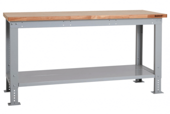 picture of BiGDUG Heavy Duty Workbench - 877h x 1715w x 600d mm - Full Depth Shelf - Wooden Worktop - [BDU-HDWBF176SW]