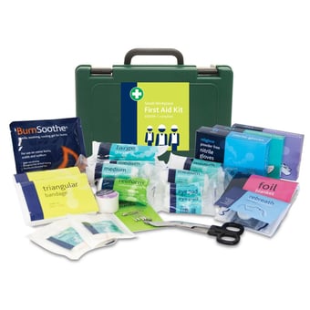picture of SMALL British Standard Compliant Workplace First Aid Kit - BS8599-1 - In Green Durham Box - [RL-366]