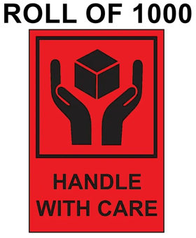 picture of Slingsby Self Adhesive Packaging Labels - 150 x 100mm - Handle with Care - Roll of 1000 - [SLB-423465] - (LP)
