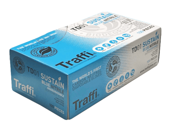 Picture of TraffiGlove Sustain Biodegradable Blue Nitrile Disposable Glove - TS-TD01