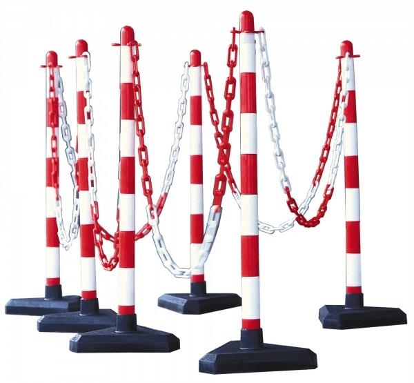 picture of GUARDA Chain Post Set - 6 Posts, 10m Chain, 10 Hooks, 10 Links - Red/White - Concrete Base - [MV-175.16.146]