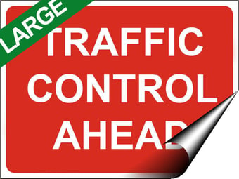 picture of Temporary Traffic Signs - Traffic Control Ahead LARGE - 600 x 450Hmm - Self Adhesive Vinyl - [IH-ZT4L-SAV]