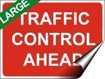 Picture of Temporary Traffic Signs - Traffic Control Ahead LARGE - 600 x 450Hmm - Self Adhesive Vinyl - [IH-ZT4L-SAV]