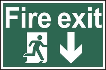 Picture of Spectrum Fire exit running man arrow down - PVC 300 x 200mm - SCXO-CI-1503