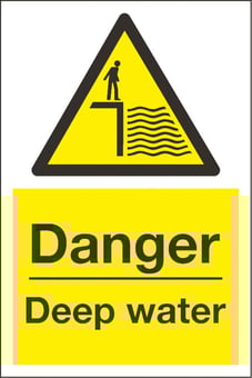 Picture of Danger Deep Water Sign LARGE - 400 x 600Hmm - Rigid Plastic [AS-WA88-RP]