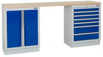 picture of BiGDUG 2041mm Wide Workbench - 2 Door Cupboard - 7 Drawer Cabinet - Multiplex Worktop - [BDU-TGC105GBM] - (LP)