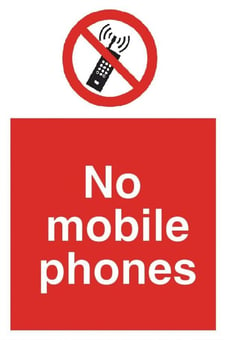 Picture of No Mobile Phones Sign - 200 x 300Hmm - Rigid Plastic - [AS-PR18C-RP]