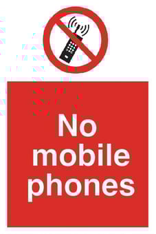 Picture of No Mobile Phones Sign - 200 x 300Hmm - Rigid Plastic - [AS-PR18C-RP]