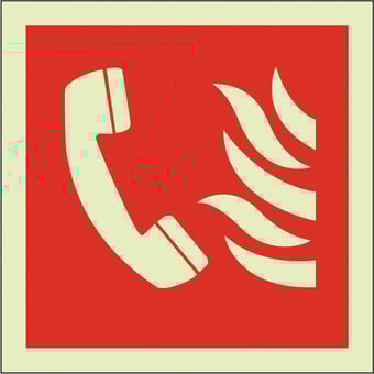 picture of Photoluminescent Fire Phone Symbols Sign - 150 X 150Hmm - Self Adhesive Rigid Plastic - [AS-PH44-SARP]
