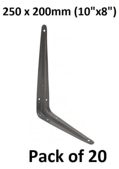picture of Shelf Bracket - Grey London Type - 250 x 200mm (10"x8") - Pack of 20 - [CI-CJ07L]