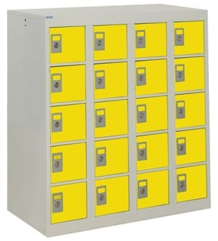 picture of QMP Personal Effects Locker - 20 Compartment - Yellow Doors - 940H x 900W x 380D mm - [QM-LR909038YYXX]