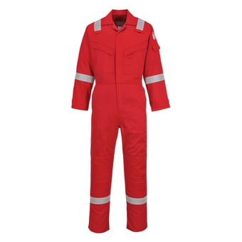 picture of Portwest - Red Anti-Static Flame Resistant Super Lightweight Coverall - Regular Leg - PW-FR21RER