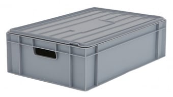 picture of BiGDUG Euro Stacking Box with Hinged Lid - 180h x 400w x 600d mm - 30L - Grey - [BDU-BNB4616LG] - (LP)