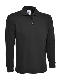 Picture of Uneek Unisex Long Sleeve Black Polo Shirt - UN-UC113-BLK