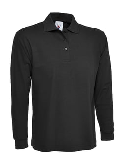 picture of Uneek Unisex Long Sleeve Black Polo Shirt - UN-UC113-BLK