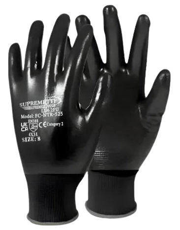 SupremeTTF NTR525 Fully Nitrile Coated Black Nylon Work Gloves