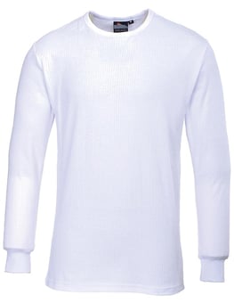 picture of Polycotton Thermal Long Sleeve T-Shirt - White- PW-B123WHT