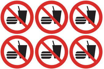 picture of Safety Labels - No Food and Drink Symbol (24 pack) 6 to Sheet - 75mm dia - Self Adhesive Vinyl - [IH-SL15-SAV]