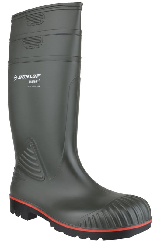 Dunlop Acifort Heavy Duty Green Full Safety Wellington S5 SRA - BE-A442631 - (LP) - (DISC-R)