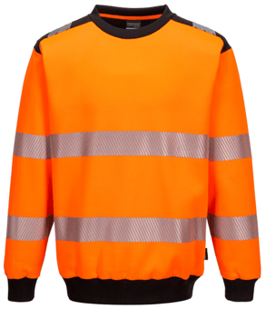 Picture of Portwest - PW3 Hi-Vis Crew Neck Sweatshirt - Orange/Black - PW-PW379OBR