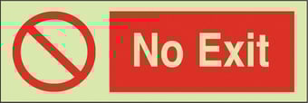 Picture of Photoluminescent No Exit Signs - 300 X 100Hmm - Self Adhesive Rigid Plastic - [AS-PH46-SARP]