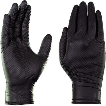 Picture of Supreme TTF Diamond Grip Black Disposable Gloves - Nitrile - Powder-Free -  Box of 50 Pieces - HT-TTF-8G-B