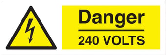 picture of Danger 240 Volts Sign LARGE - 600 x 200Hmm - Rigid Plastic - [AS-WA2-RP]