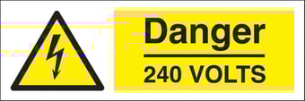 Picture of Danger 240 Volts Sign LARGE - 600 x 200Hmm - Rigid Plastic - [AS-WA2-RP]
