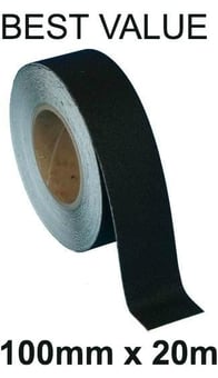 picture of Black Anti-Slip Self Adhesive Tape - 100mm x 20m Roll - Amazing Value - [PV-AST100BLA]