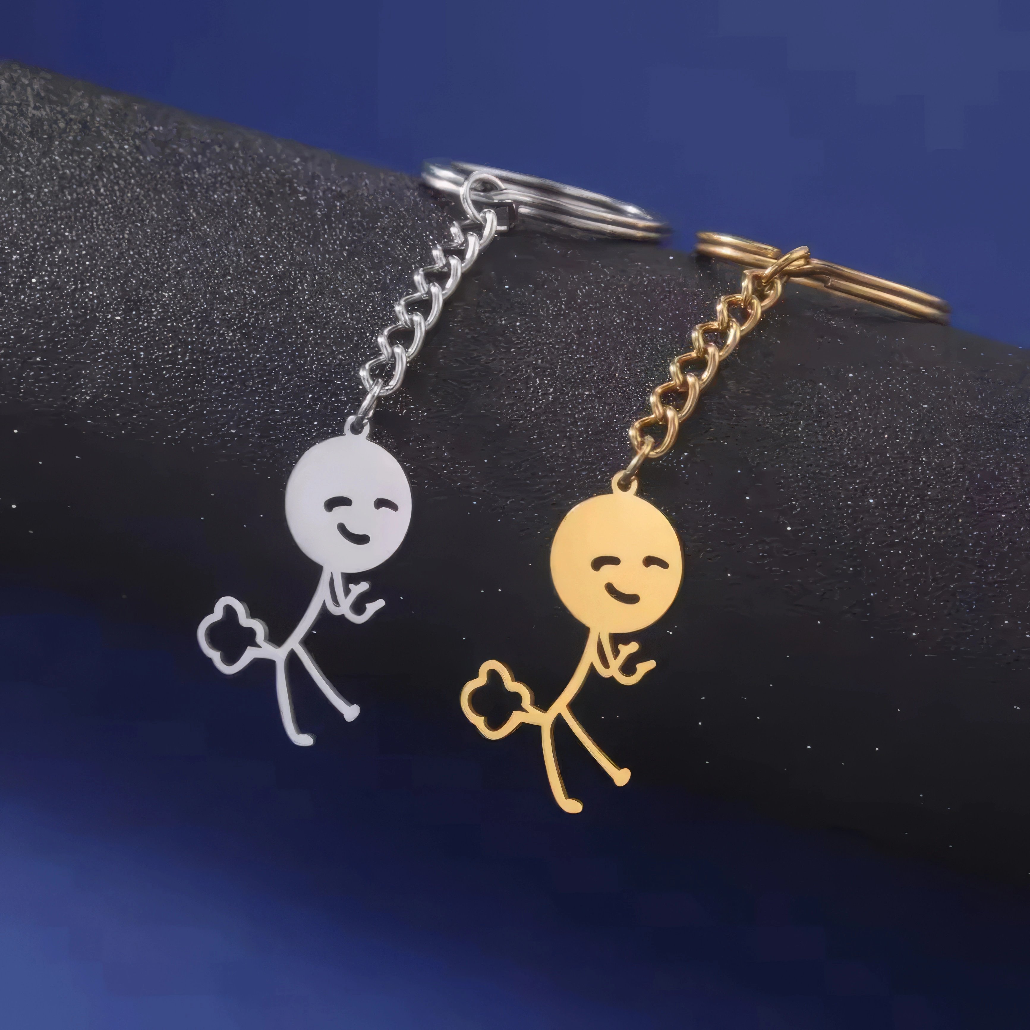 Pendentif Stickman Doigt D'honneur En Or Couleur - Neuf Avec étiquettes - Bijou Humour Décalé