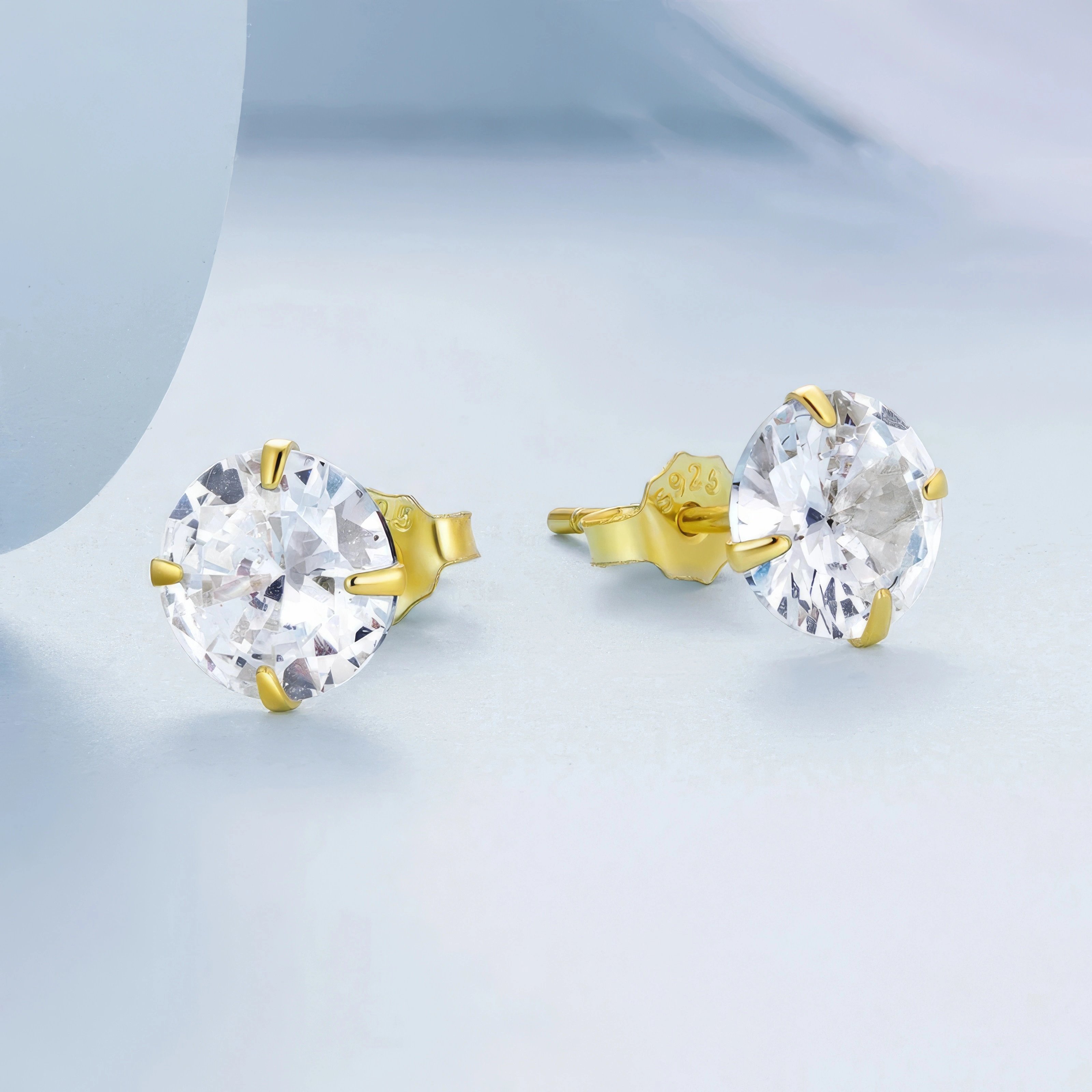 BAMOER .925 Sterling Silver Stud Earrings With White AAA CZ - Screw Back