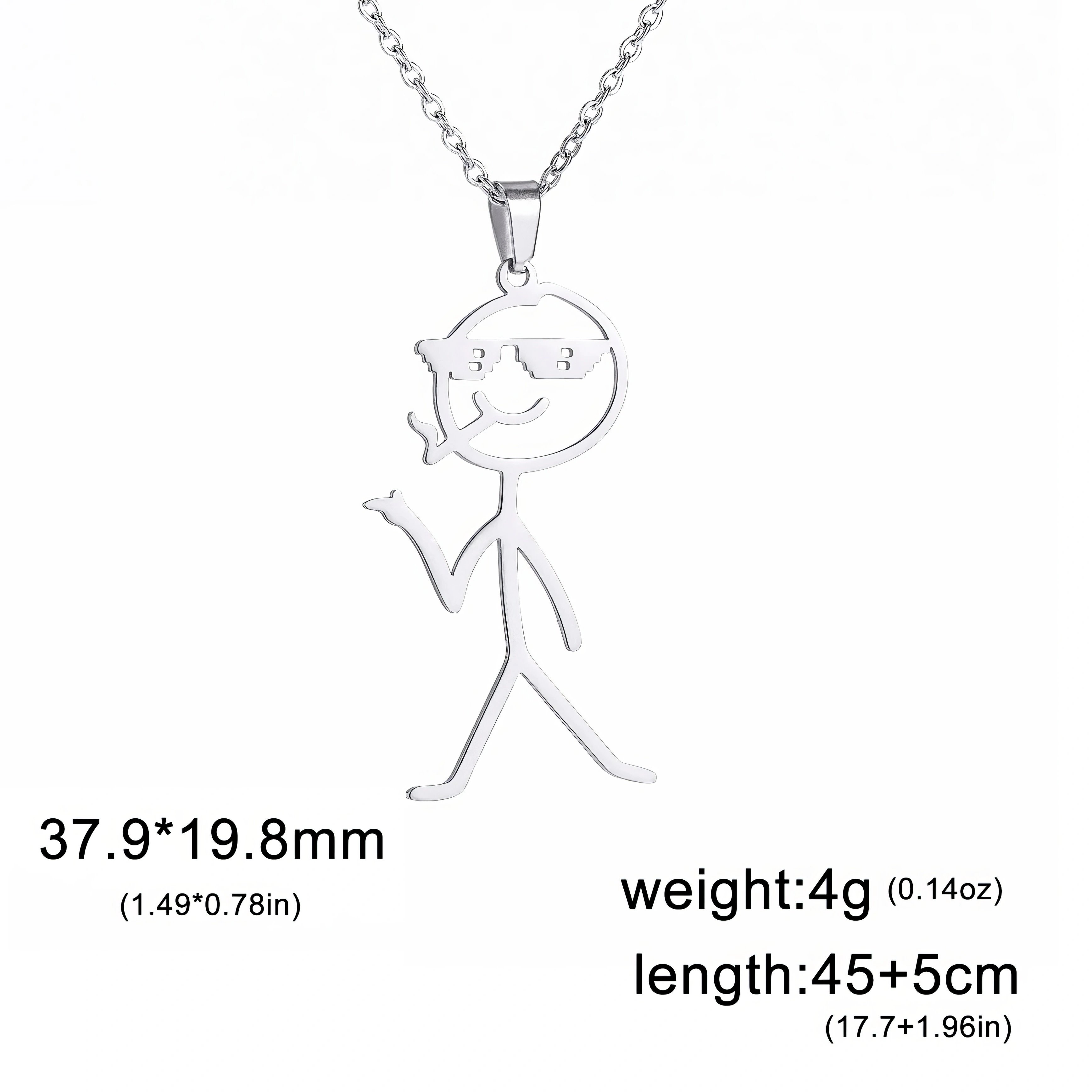 Gorise 2-delige grappige middelvinger smiley stickman hanger kettingset