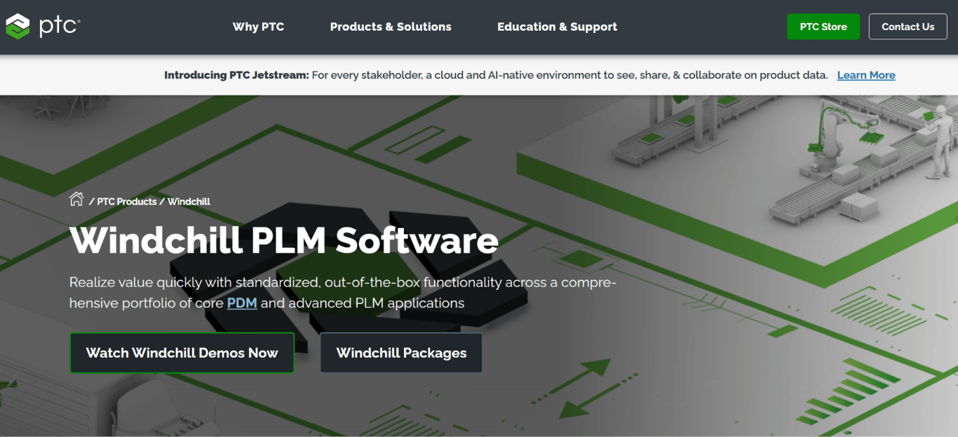 Tableau de bord PLM d'entreprise PTC Windchill avec item master, nomenclature et flux d'ordres de modification