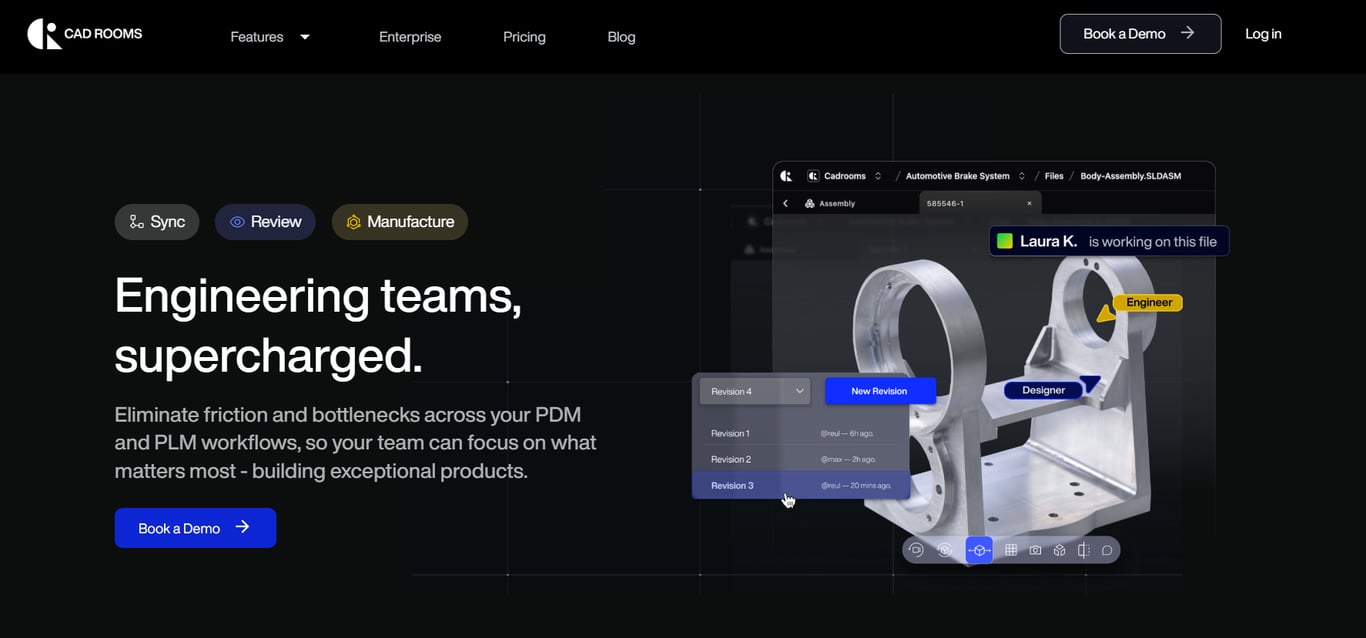 CAD ROOMS bietet geführtes, pilotorientiertes Enterprise-Onboarding mit Champion-Teams — kein Server-Setup erforderlich, und Teams können innerhalb von Tagen mit echten Projektdaten Workflows validieren.