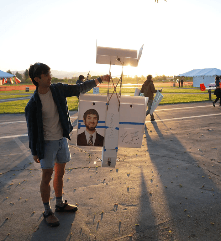 Our test plane, Bart, dedicated to one of our retiring professors, Dr. Farina. When I asked him if he wanted his name on one of our planes, he chuckled and said “only if it crashes and burns.” Naturally, he got to be on the foamie. 