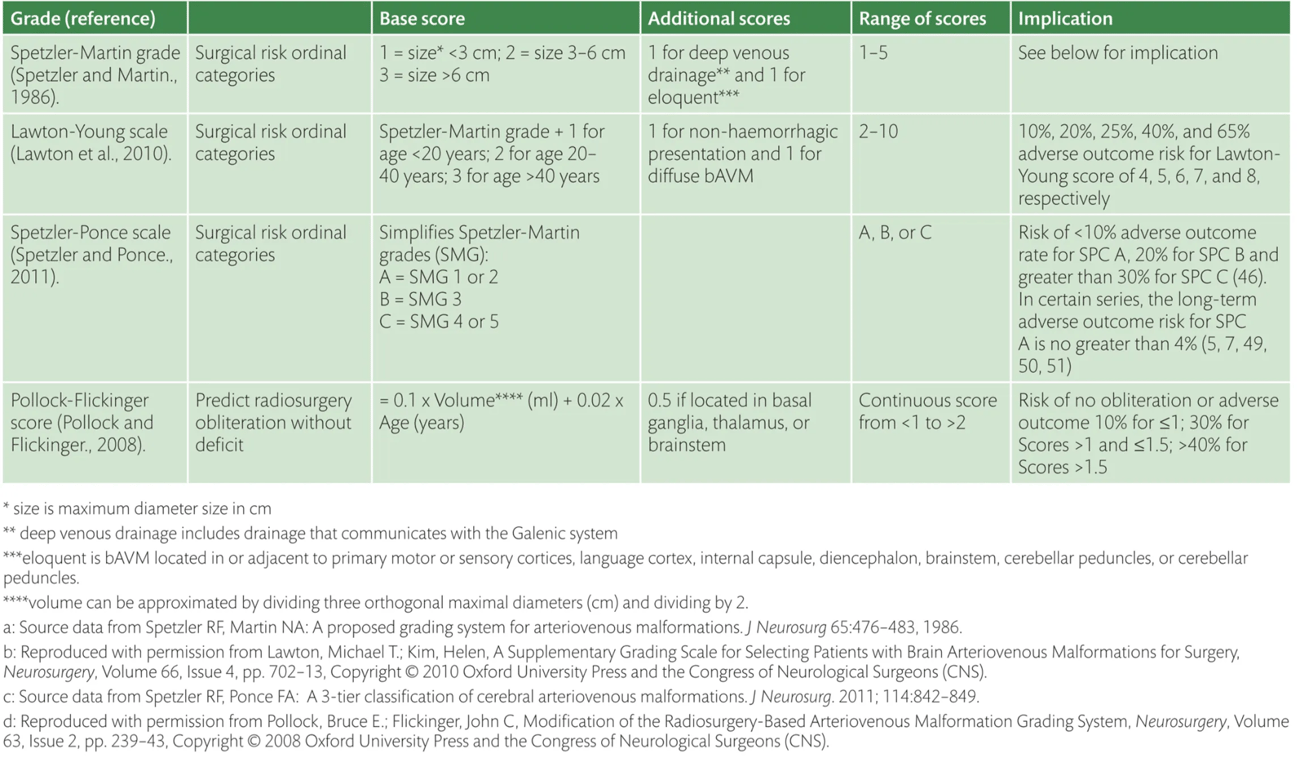 Cerebral arteriovenous malformation grading systems