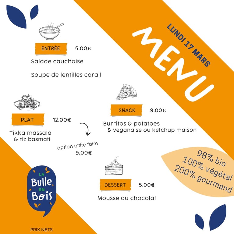 Menu 17 mars 2025