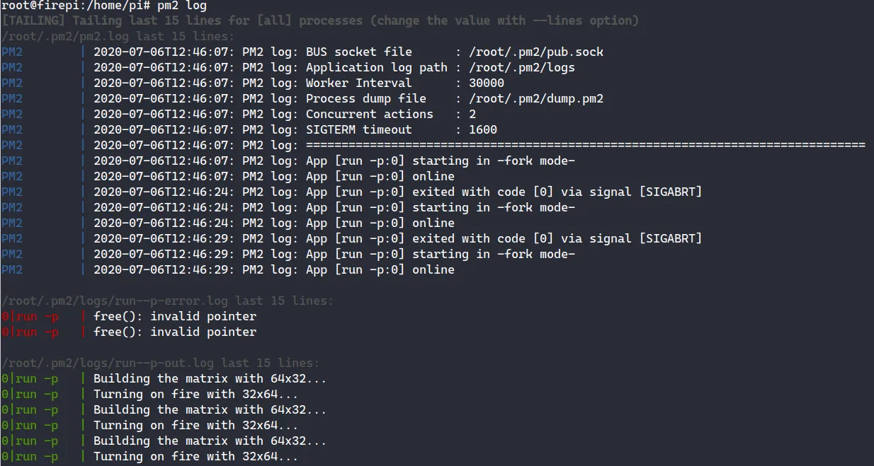 Sometimes the script is crashing due to driver issues, but pm2 will restart it again.