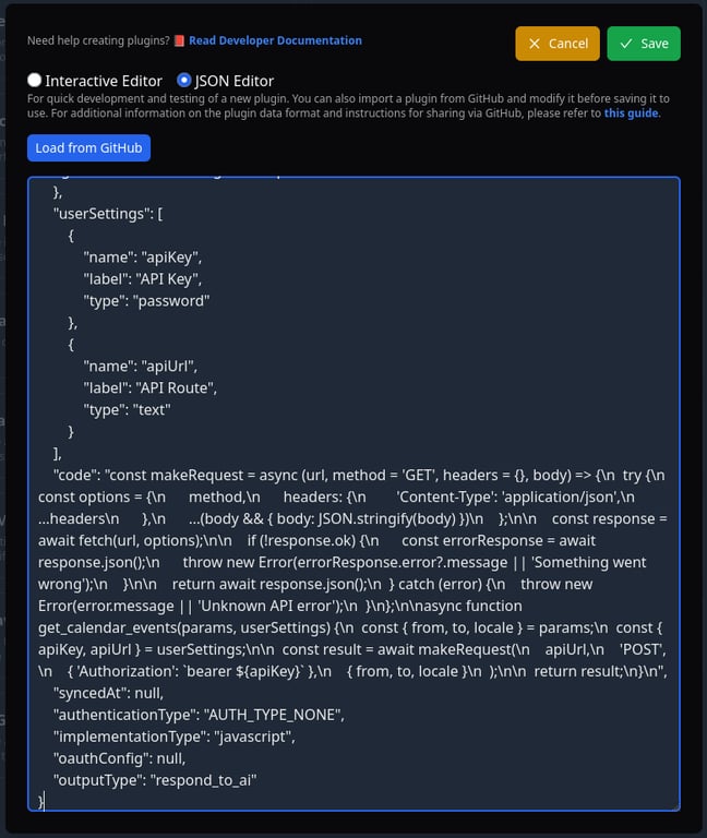 Import the JSON and save the plugin.