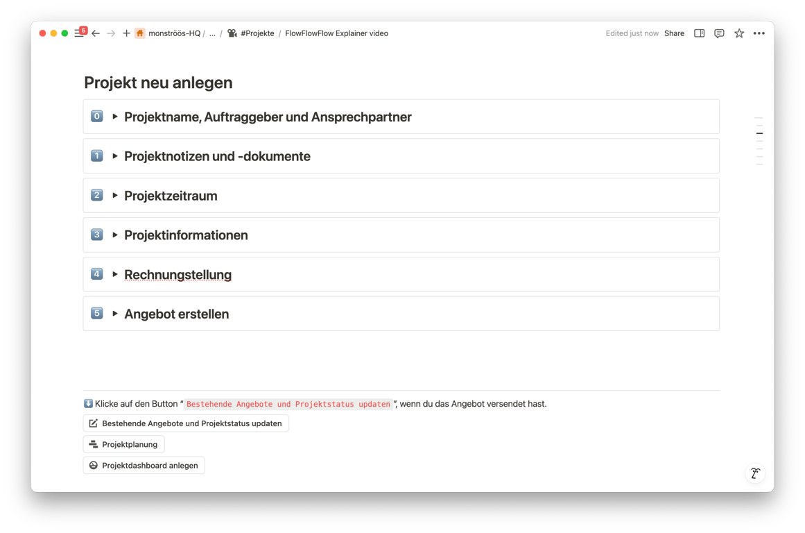 A step-by-step guide leads the user from project request to offer creation without overwhelm. 