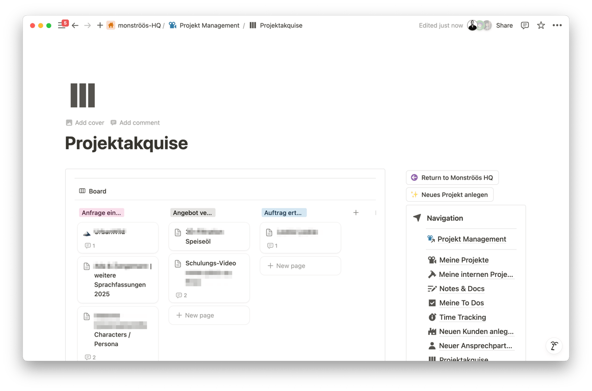 monströös Project Acquisition Dashboard