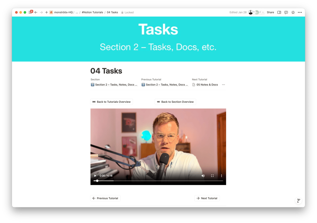 Video tutorials guide the users through their new Notion environment.