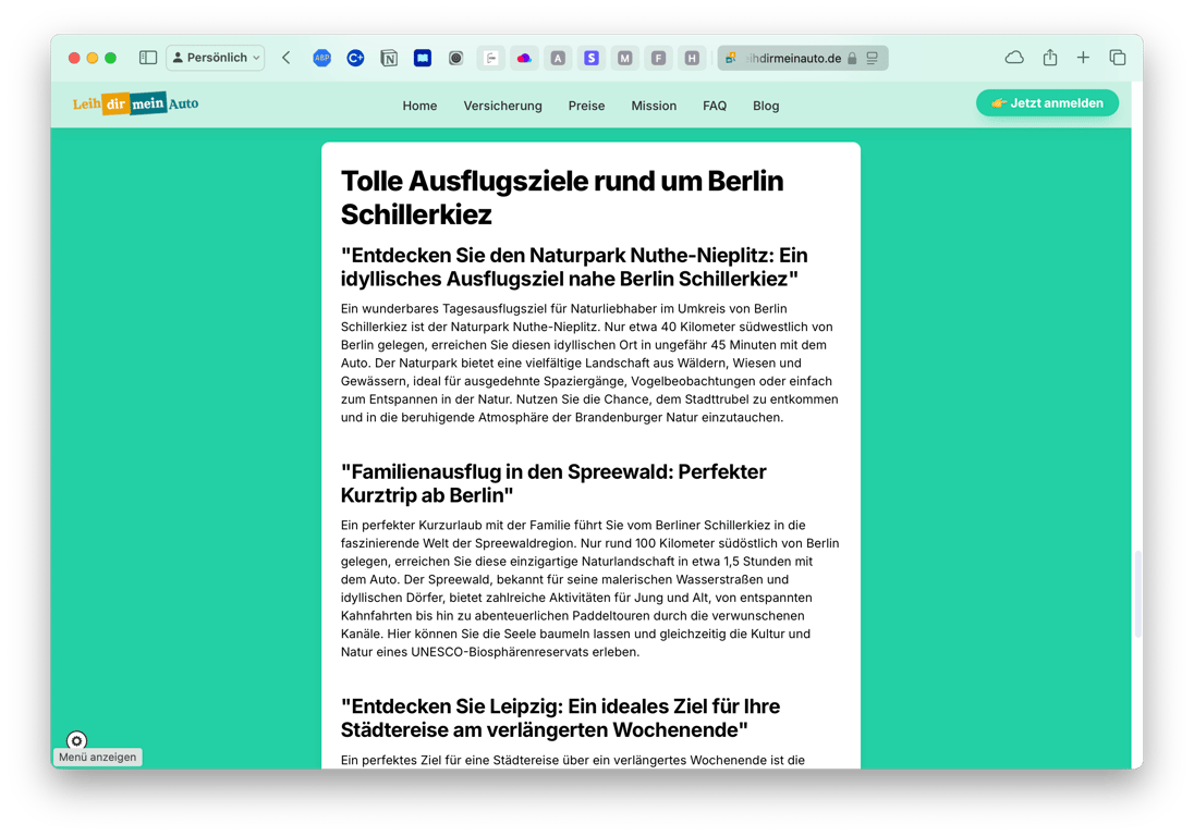 ChatGPT provided travel inspiration to further individualize the websites and optimize them for SEO